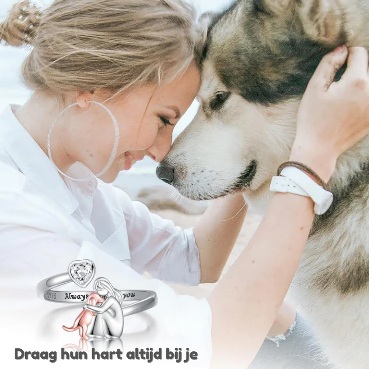 Verstelbare zilveren ring| "Altijd in mijn hart" met zirkonia-steentjes
