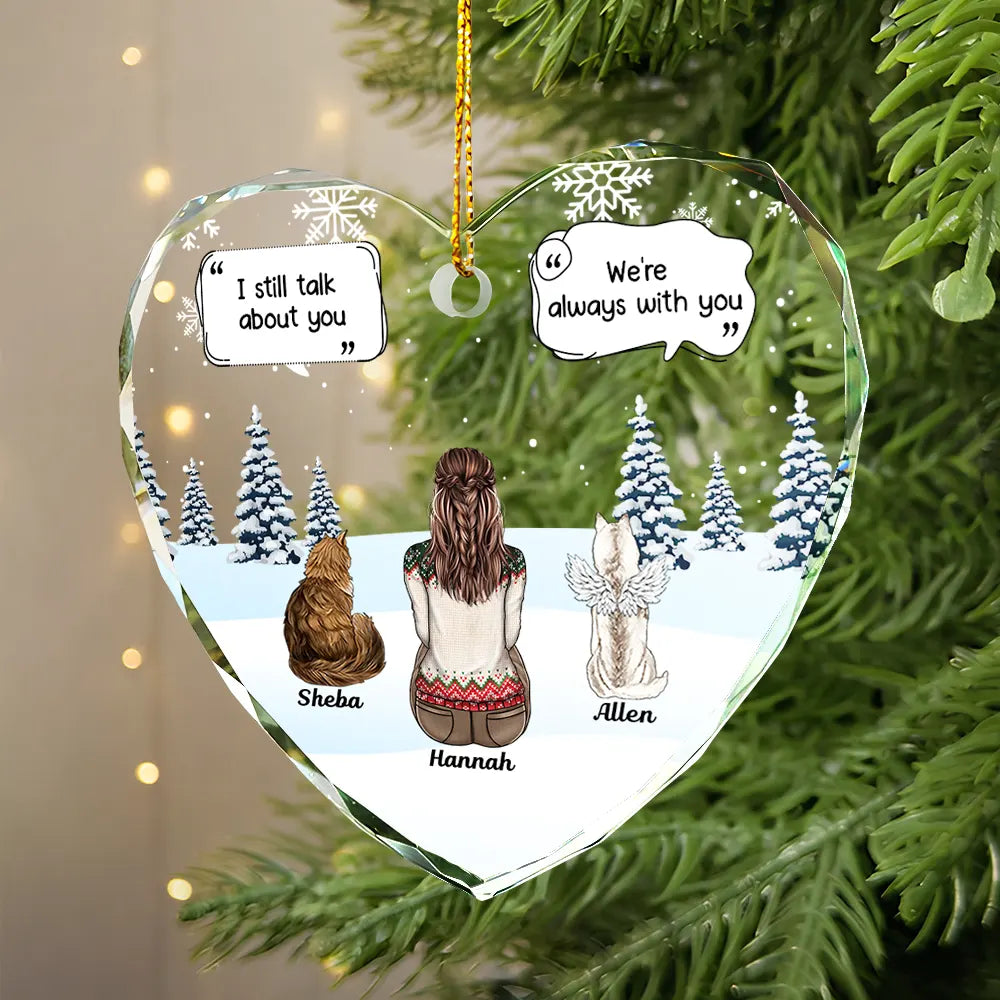 Ik mis je” herdenkingsornament voor hond of kat – gepersonaliseerd hartvormig glazen ornament